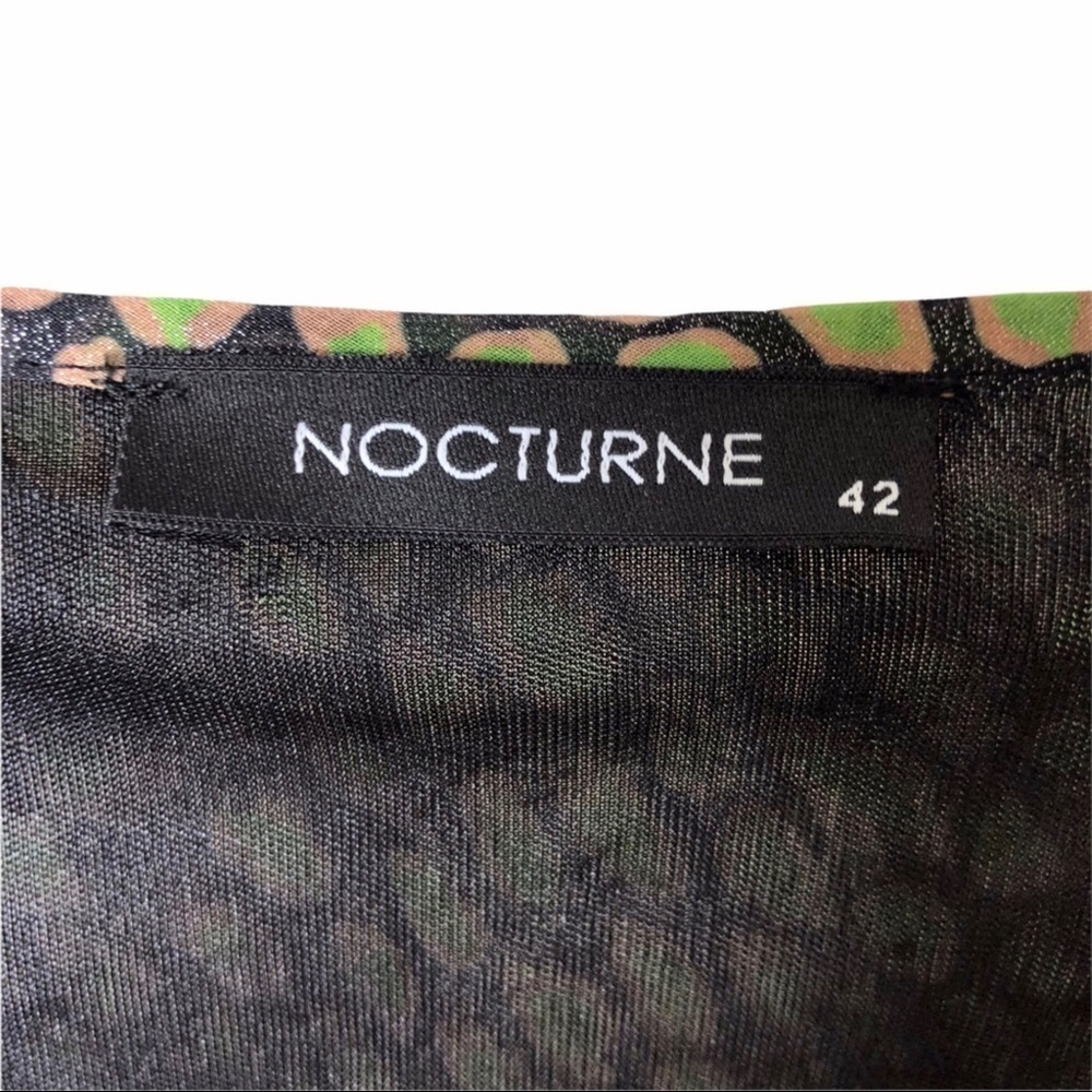 Nocturne Mini Wrap Dress Printed Size 42 Green Long Sleeve Elastic Waist - Picture 9 of 11